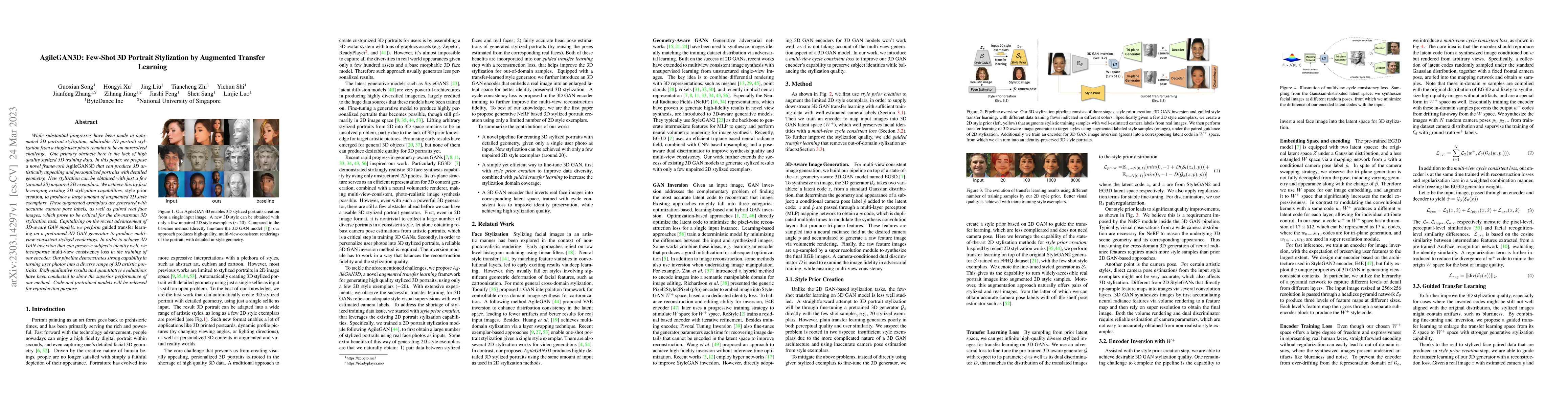 Thumbnail for AgileGAN3D: Few-Shot 3D Portrait Stylization by Augmented Transfer
  Learning