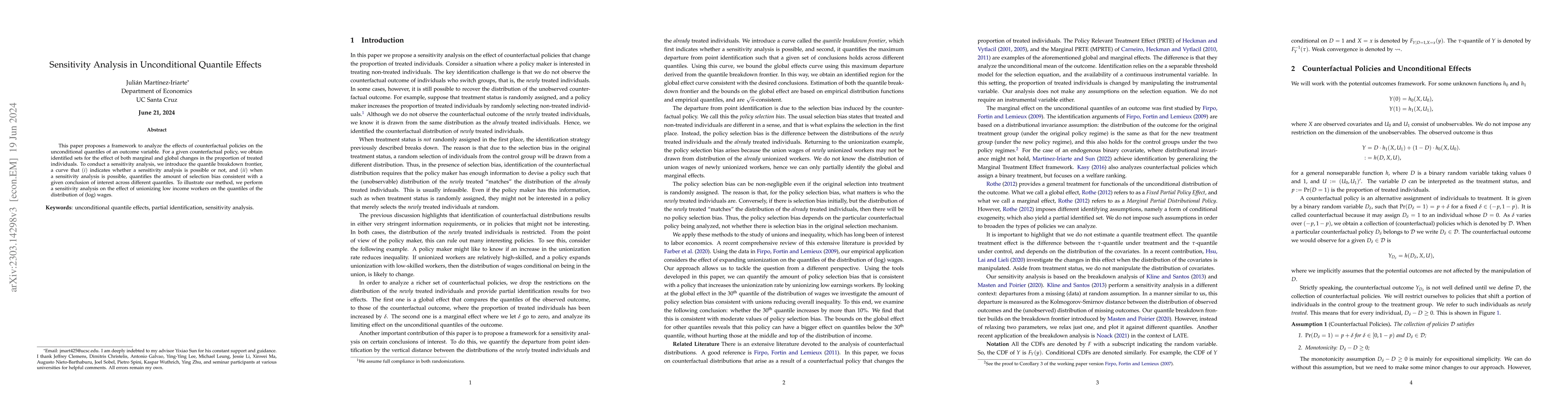 Thumbnail for Sensitivity Analysis in Unconditional Quantile Effects