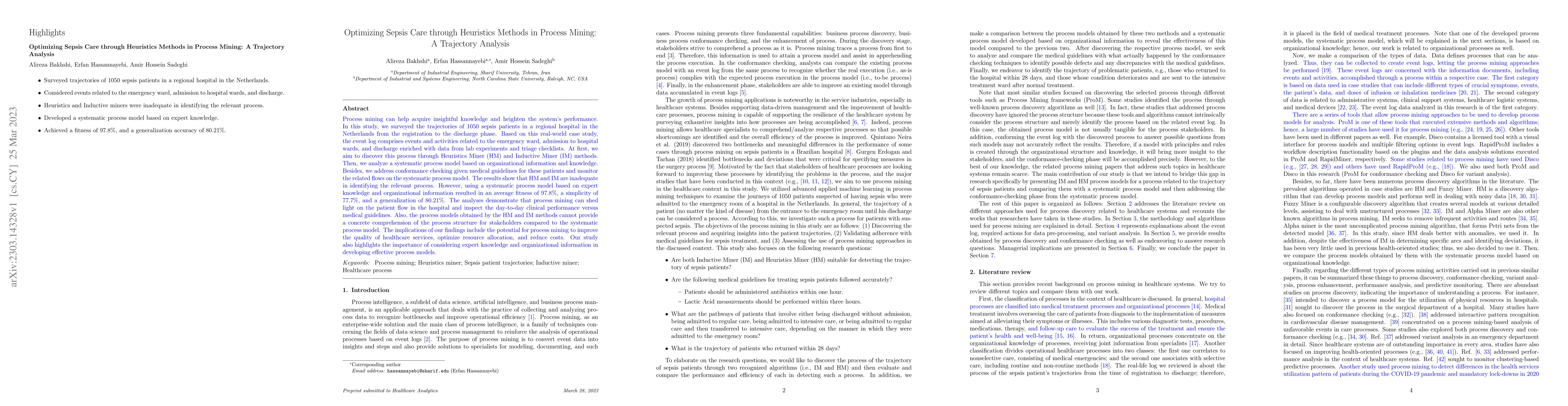 Thumbnail for Optimizing Sepsis Care through Heuristics Methods in Process Mining: A
  Trajectory Analysis