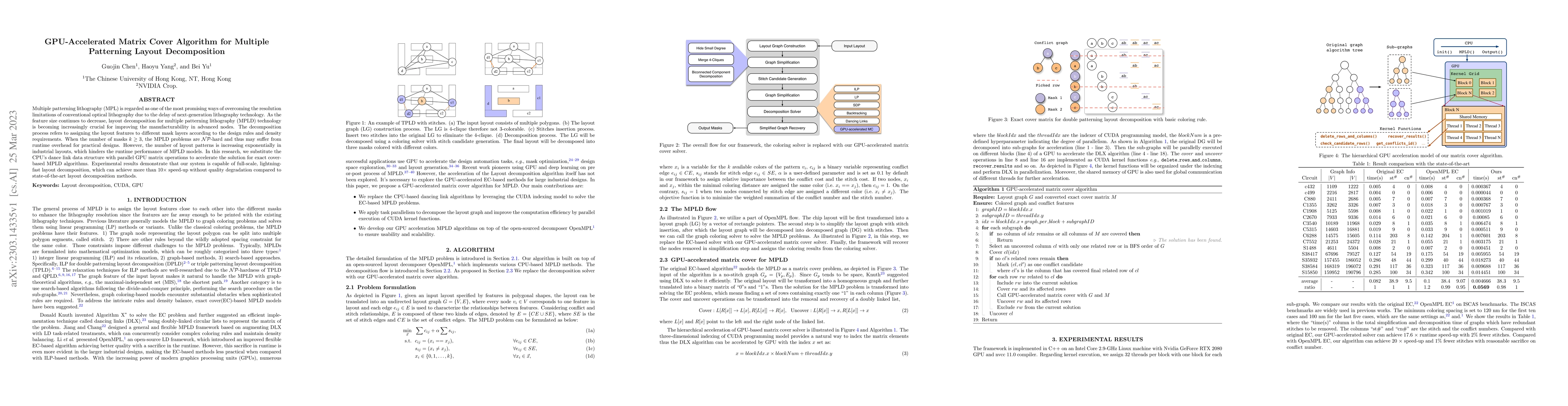 Thumbnail for GPU-accelerated Matrix Cover Algorithm for Multiple Patterning Layout
  Decomposition