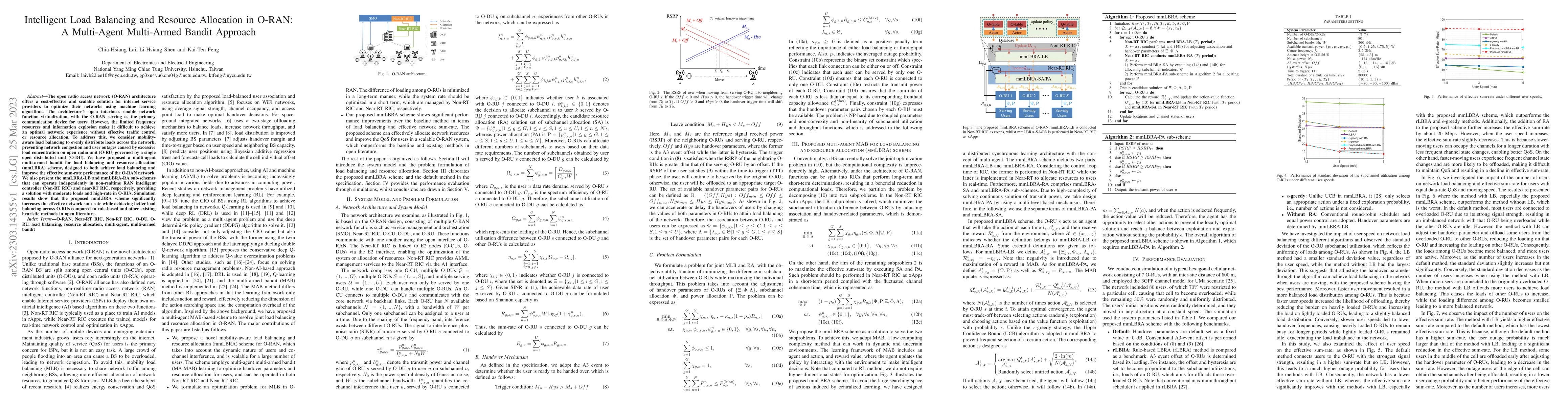 Thumbnail for Intelligent Load Balancing and Resource Allocation in O-RAN: A
  Multi-Agent Multi-Armed Bandit Approach