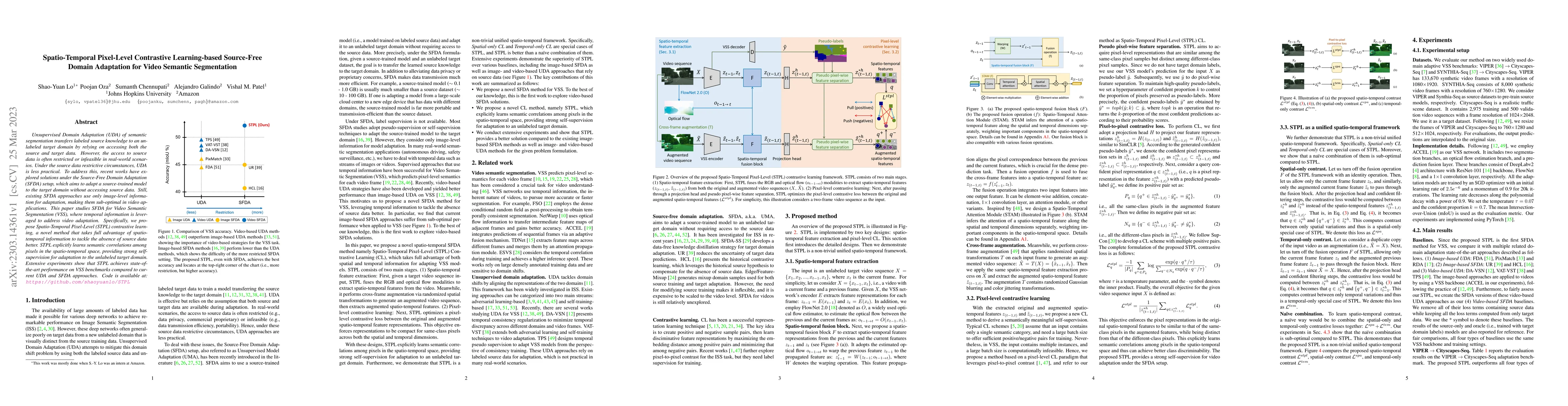 Thumbnail for Spatio-Temporal Pixel-Level Contrastive Learning-based Source-Free
  Domain Adaptation for Video Semantic Segmentation