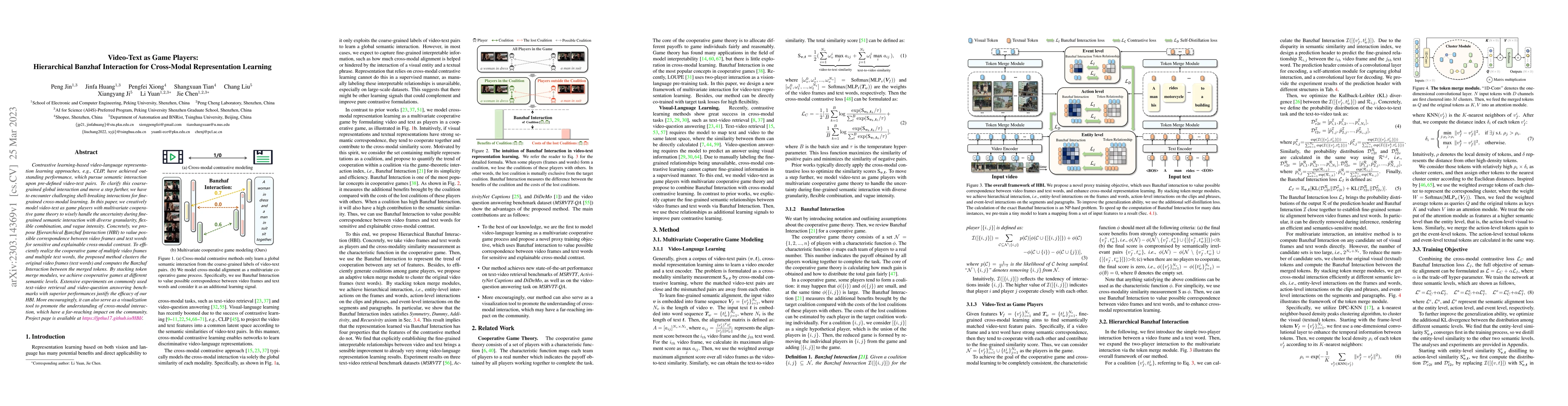 Thumbnail for Video-Text as Game Players: Hierarchical Banzhaf Interaction for
  Cross-Modal Representation Learning