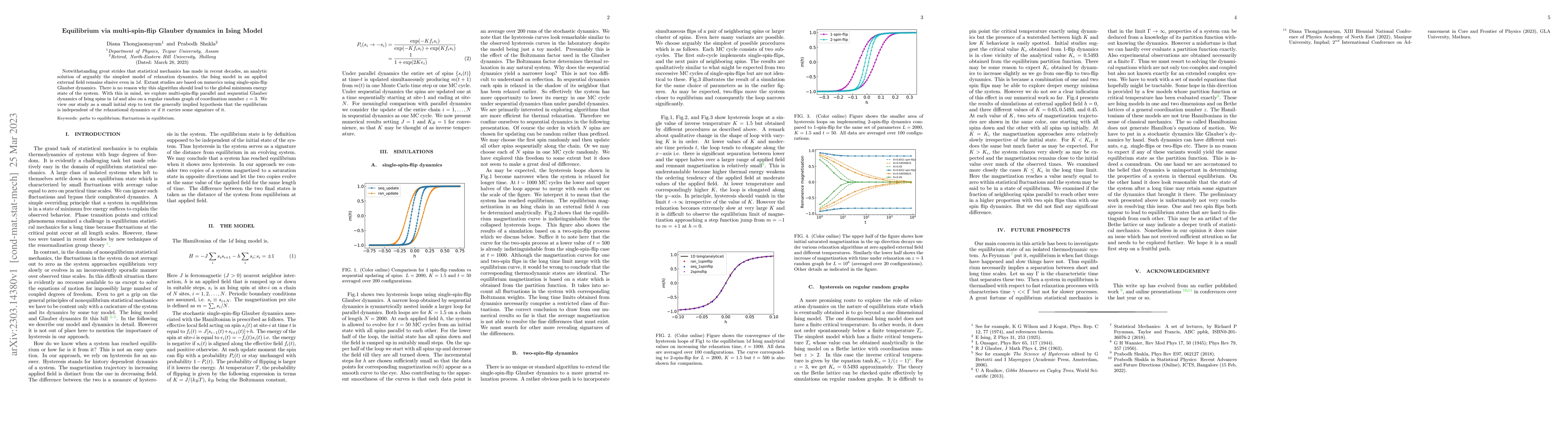 Thumbnail for Equilibrium via multi-spin-flip Glauber dynamics in Ising Model