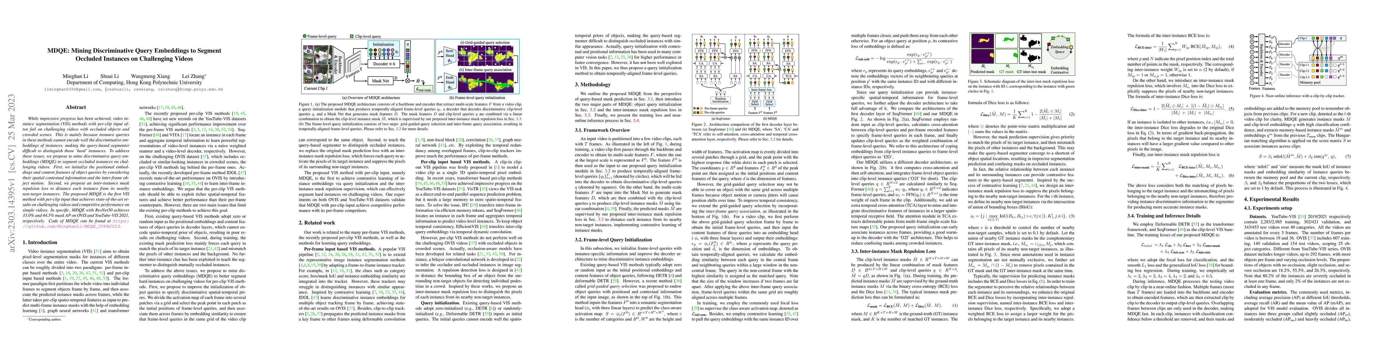 Thumbnail for MDQE: Mining Discriminative Query Embeddings to Segment Occluded
  Instances on Challenging Videos