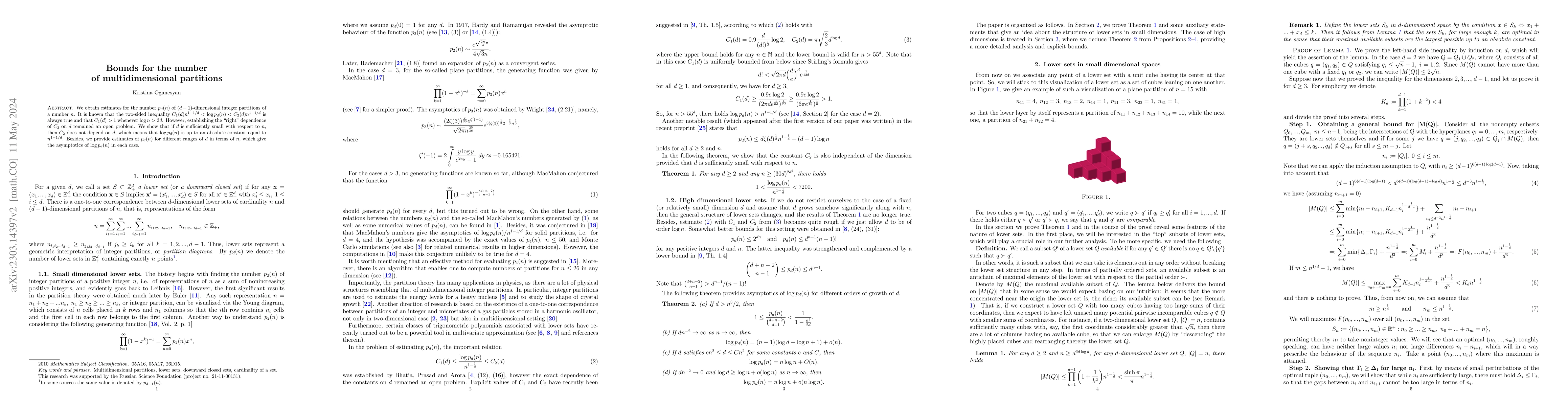 Thumbnail for Bounds for the number of multidimensional partitions