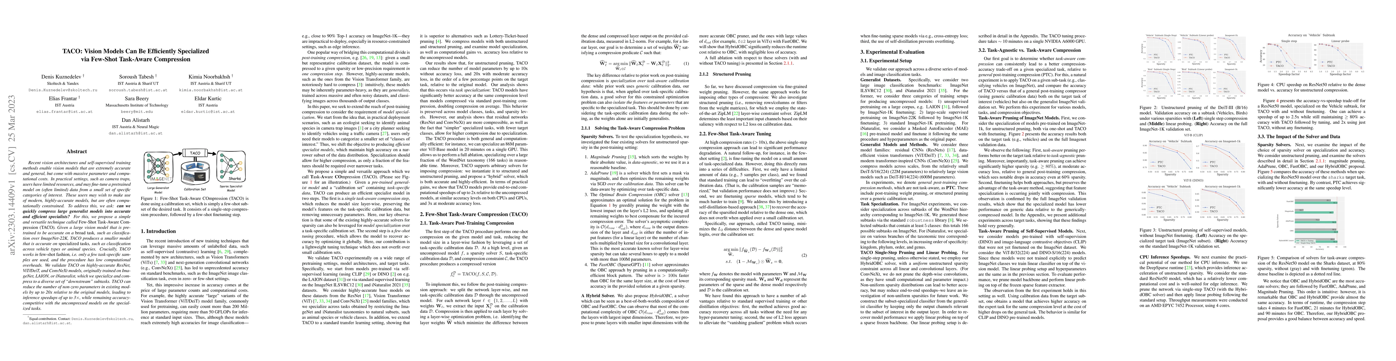 Thumbnail for Vision Models Can Be Efficiently Specialized via Few-Shot Task-Aware
  Compression