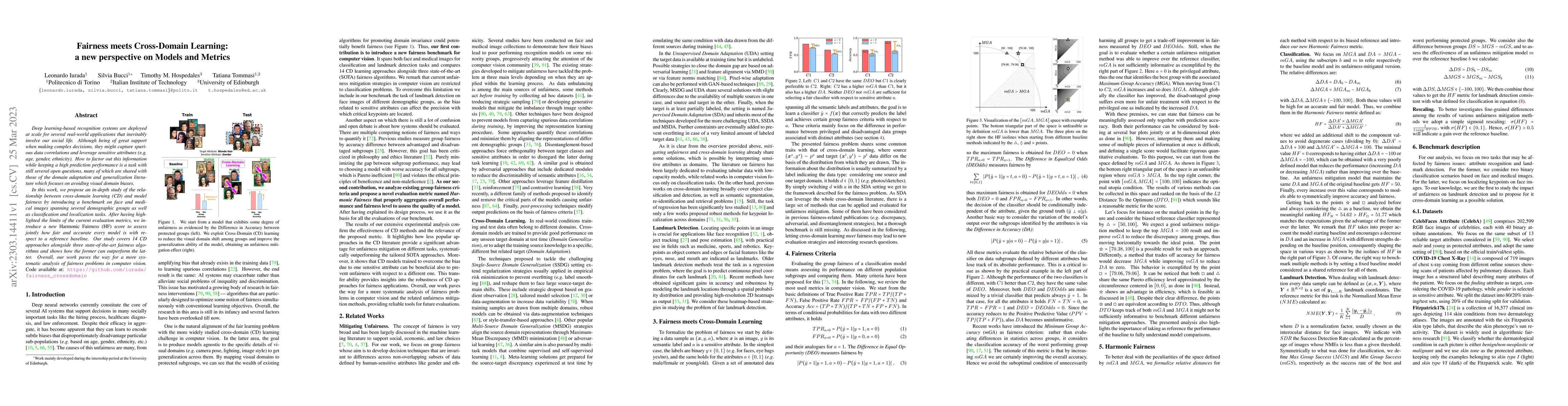 Thumbnail for Fairness meets Cross-Domain Learning: a new perspective on Models and
  Metrics
