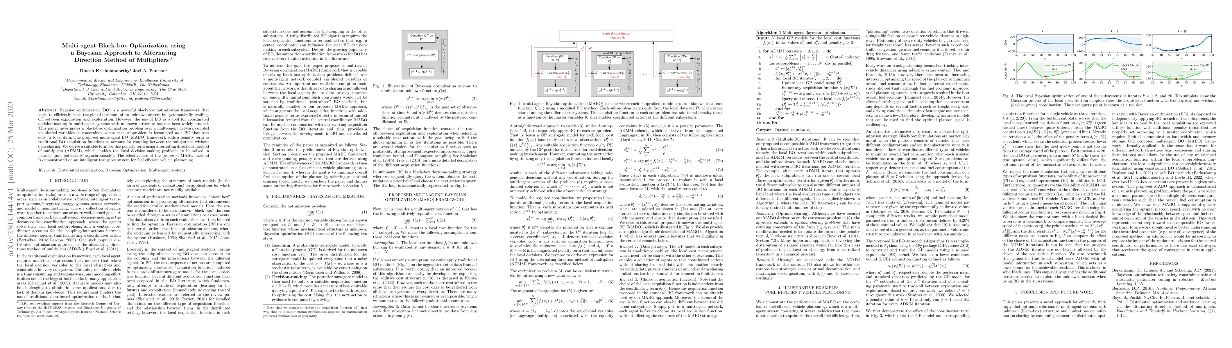 Thumbnail for Multi-agent Black-box Optimization using a Bayesian Approach to
  Alternating Direction Method of Multipliers