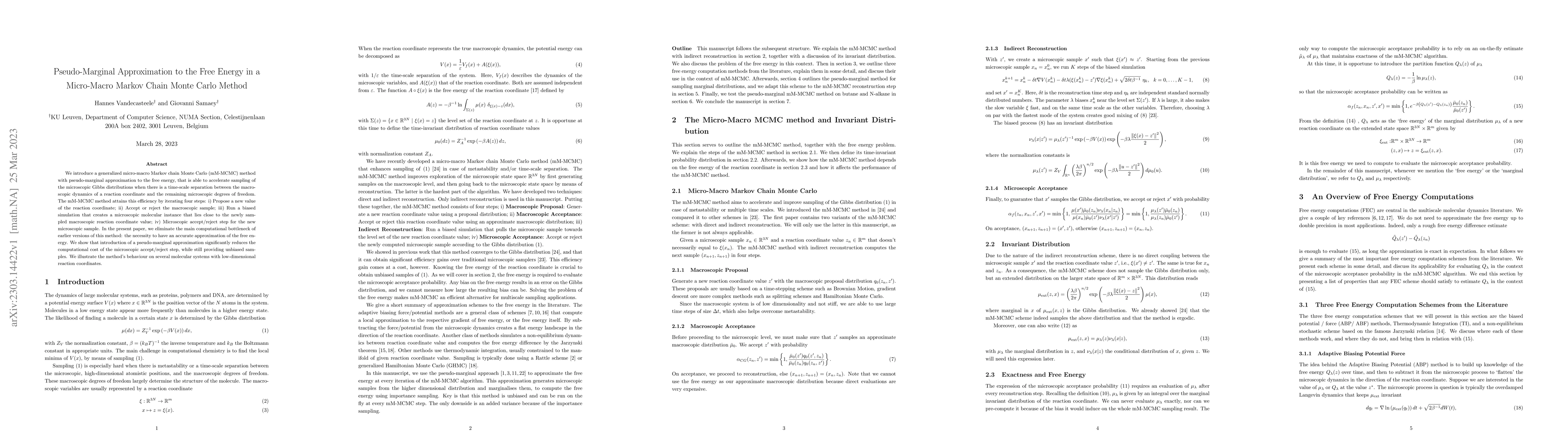 Thumbnail for Pseudo-Marginal Approximation to the Free Energy in a Micro-Macro Markov
  Chain Monte Carlo Method
