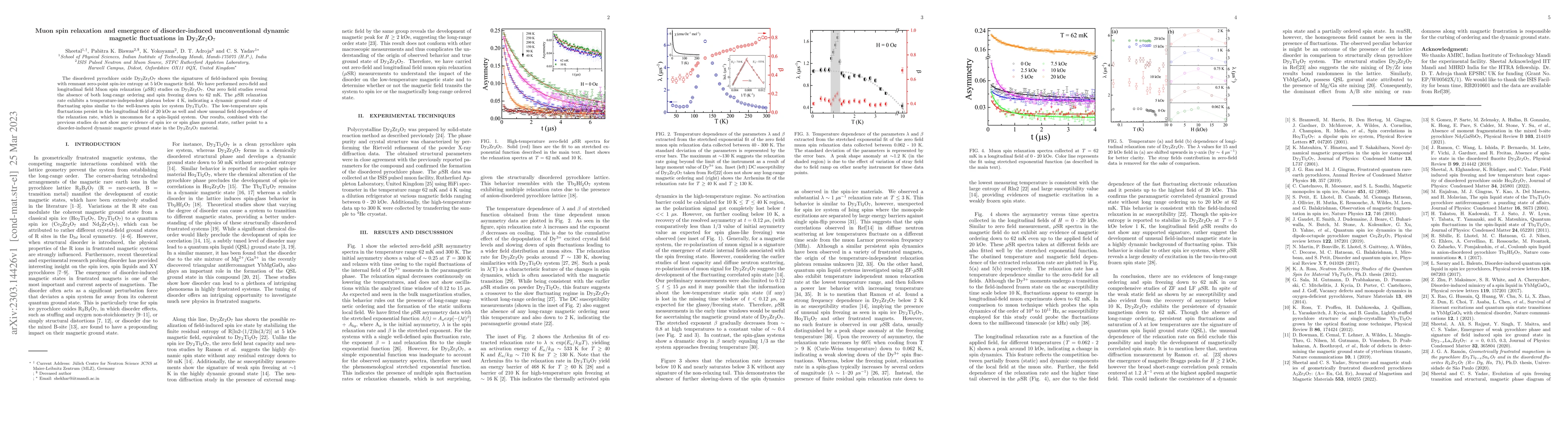 Thumbnail for Muon spin relaxation and emergence of disorder-induced unconventional
  dynamic magnetic fluctuations in Dy$_{2}$Zr$_{2}$O$_{7}$