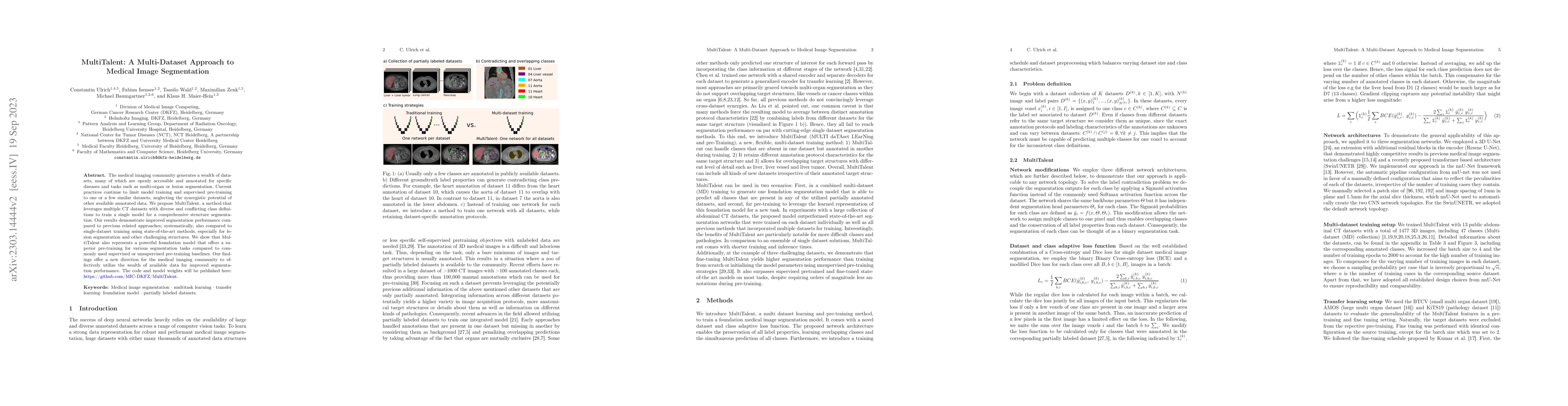 Thumbnail for MultiTalent: A Multi-Dataset Approach to Medical Image Segmentation
