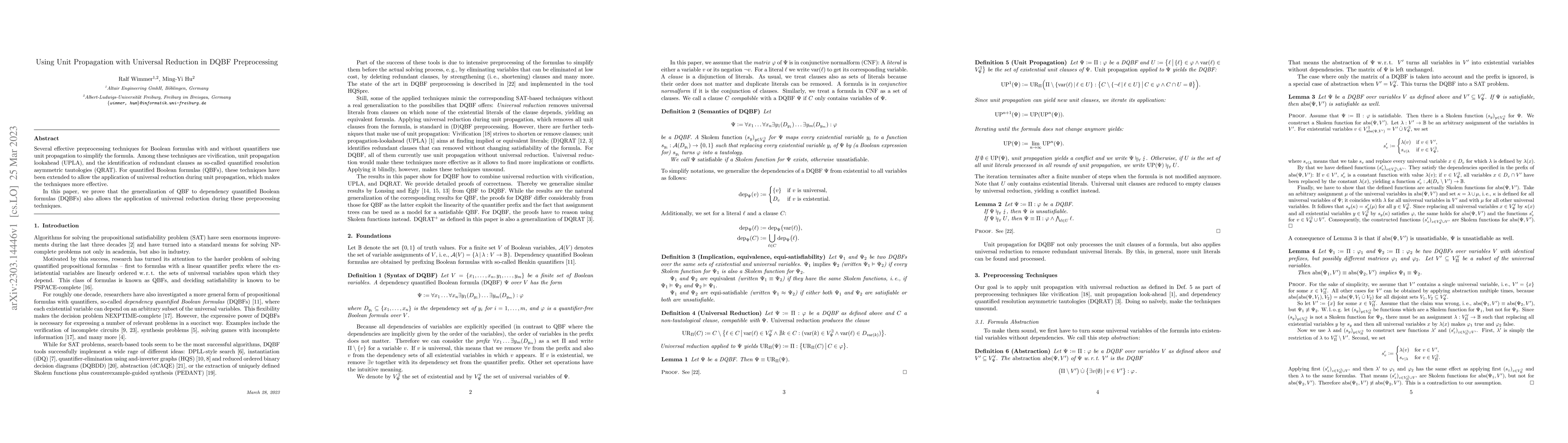 Thumbnail for Using Unit Propagation with Universal Reduction in DQBF Preprocessing