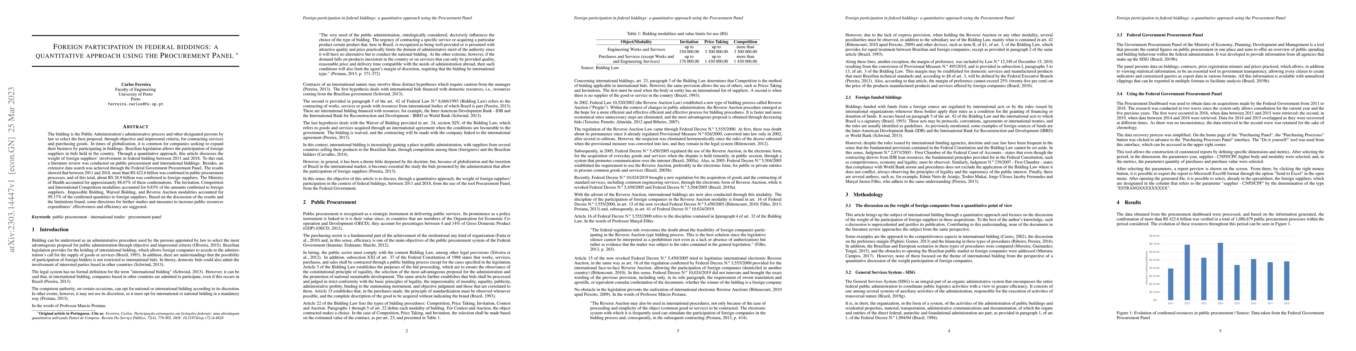 Thumbnail for Foreign participation in federal biddings: A quantitative approach using
  the procurement panel