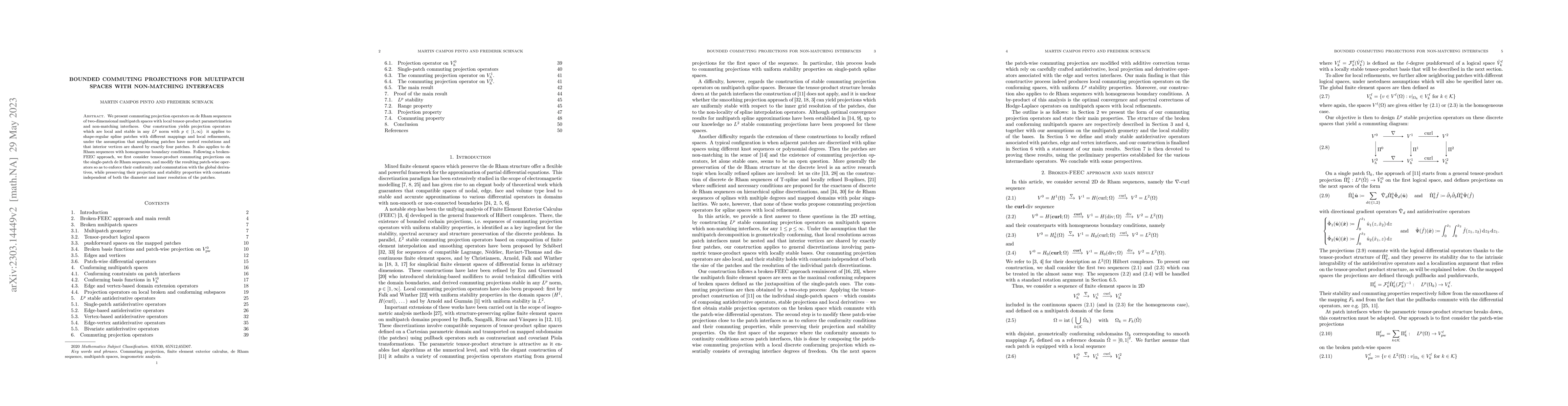 Thumbnail for Bounded commuting projections for multipatch spaces with non-matching
  interfaces