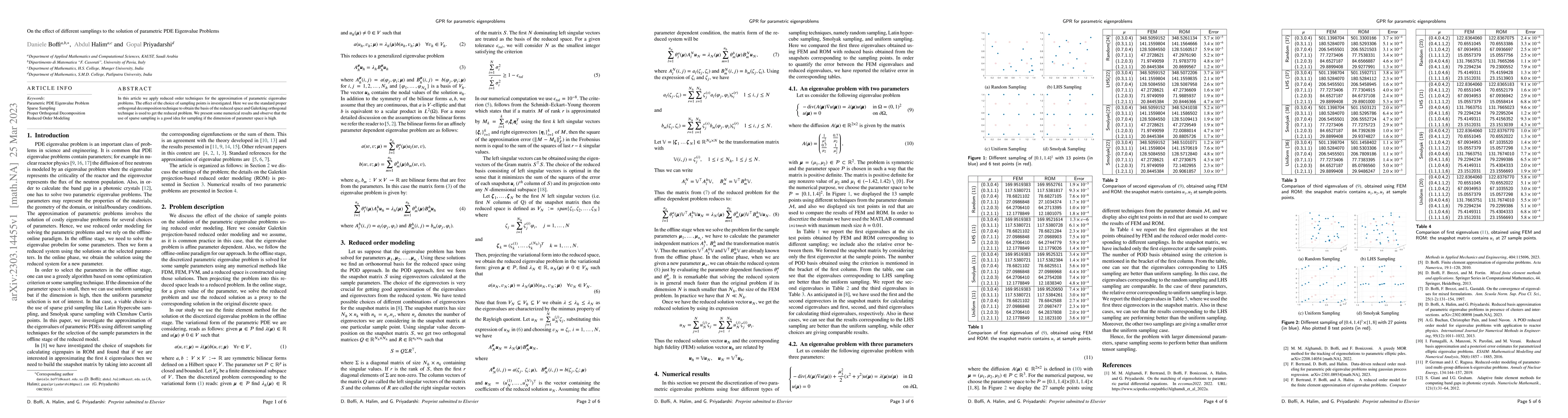 Thumbnail for On the effect of different samplings to the solution of parametric PDE
  Eigenvalue Problems