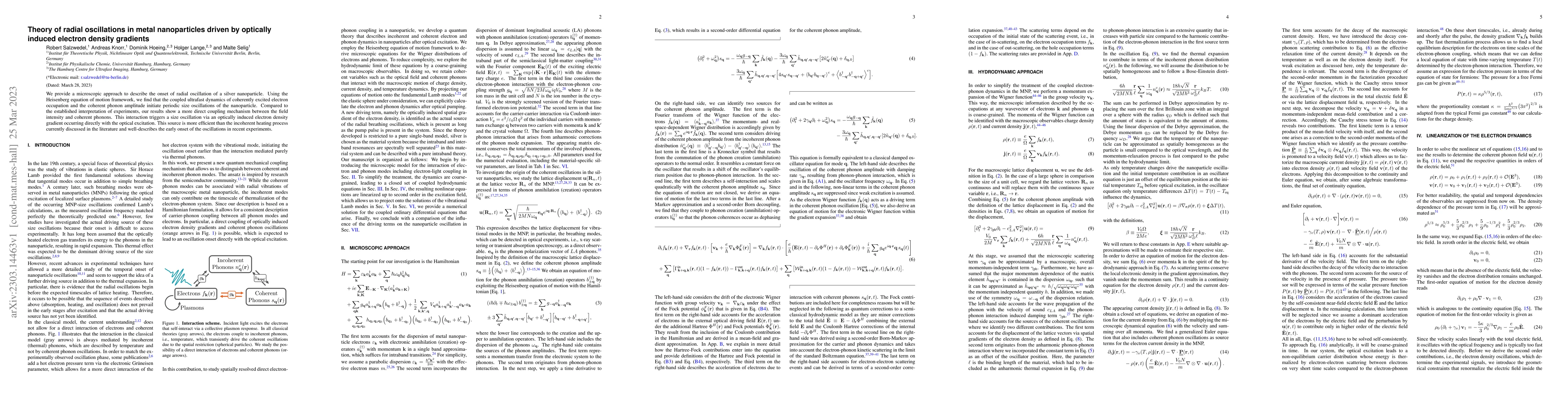 Thumbnail for Theory of radial oscillations in metal nanoparticles driven by optically
  induced electron density gradients