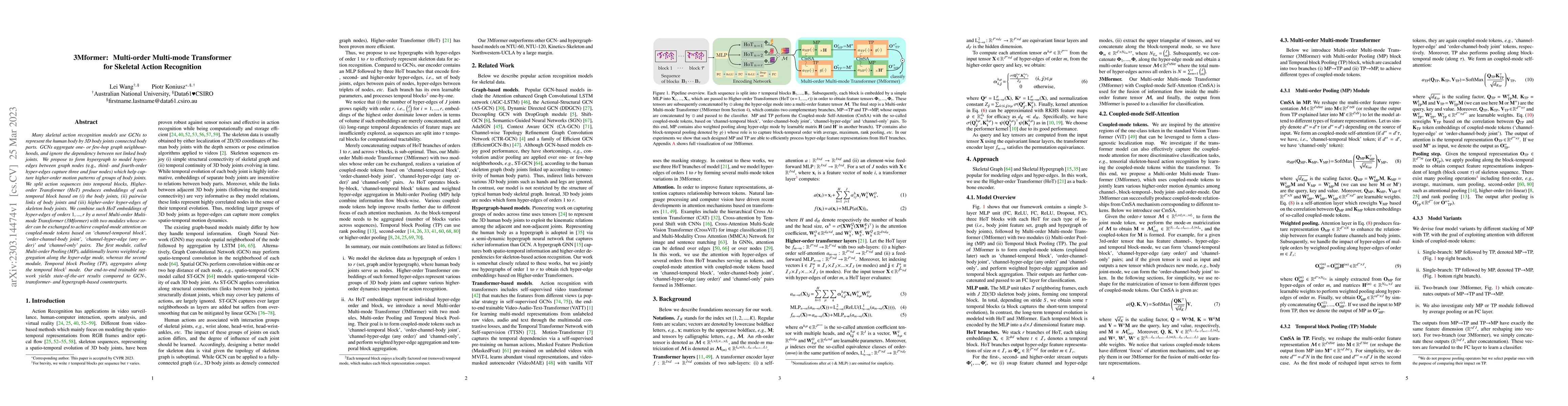 Thumbnail for 3Mformer: Multi-order Multi-mode Transformer for Skeletal Action
  Recognition
