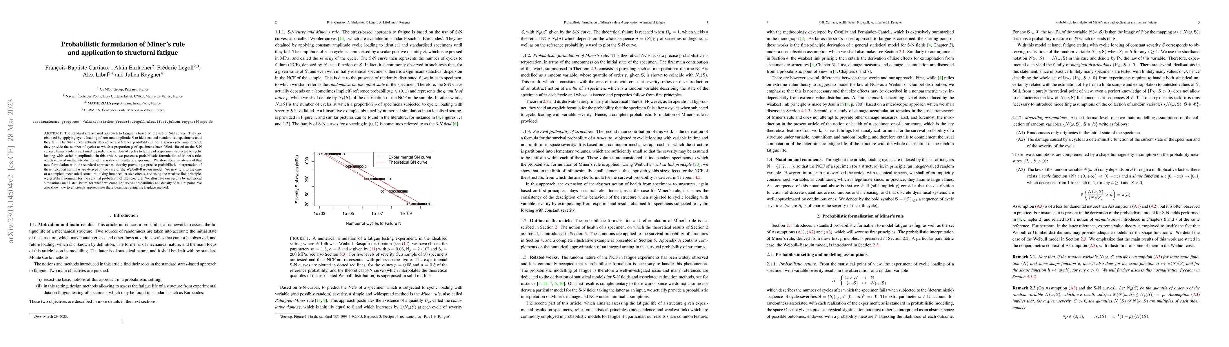 Thumbnail for Probabilistic formulation of Miner's rule and application to structural
  fatigue