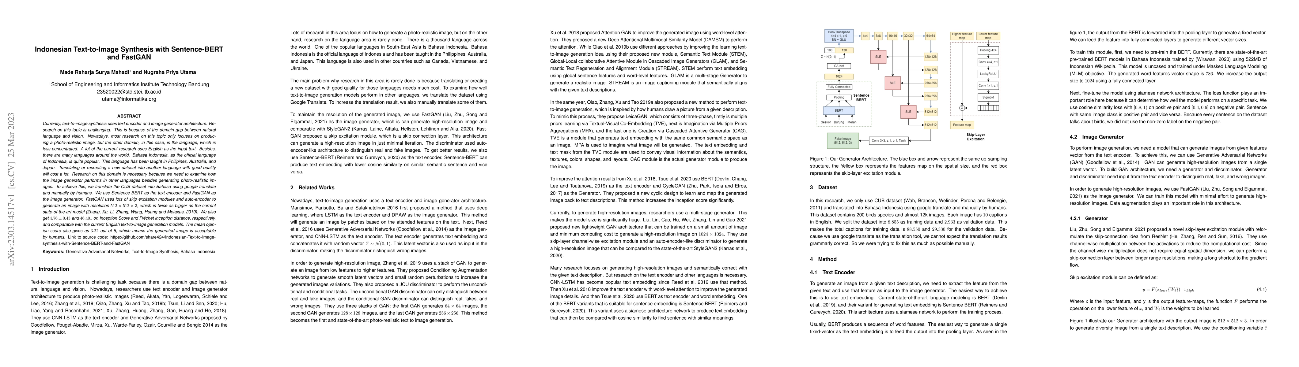Thumbnail for Indonesian Text-to-Image Synthesis with Sentence-BERT and FastGAN