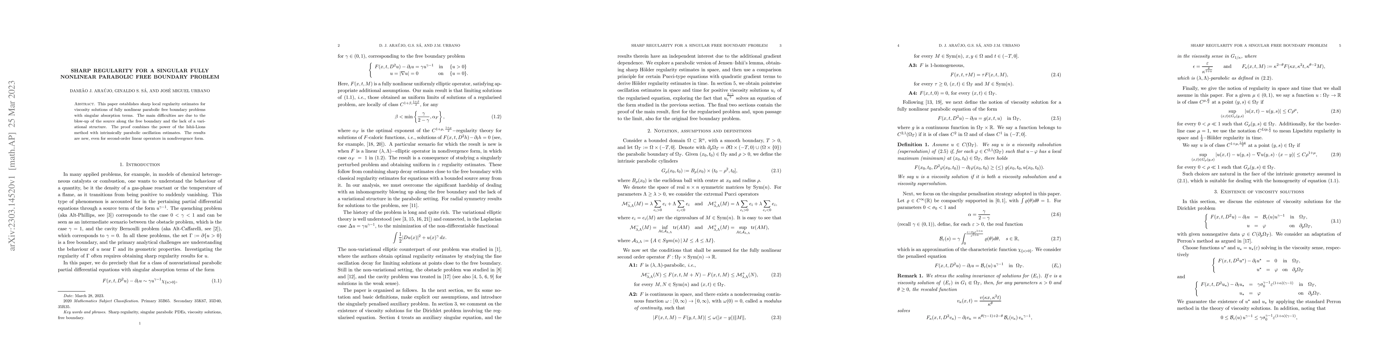 Thumbnail for Sharp regularity for a singular fully nonlinear parabolic free boundary
  problem