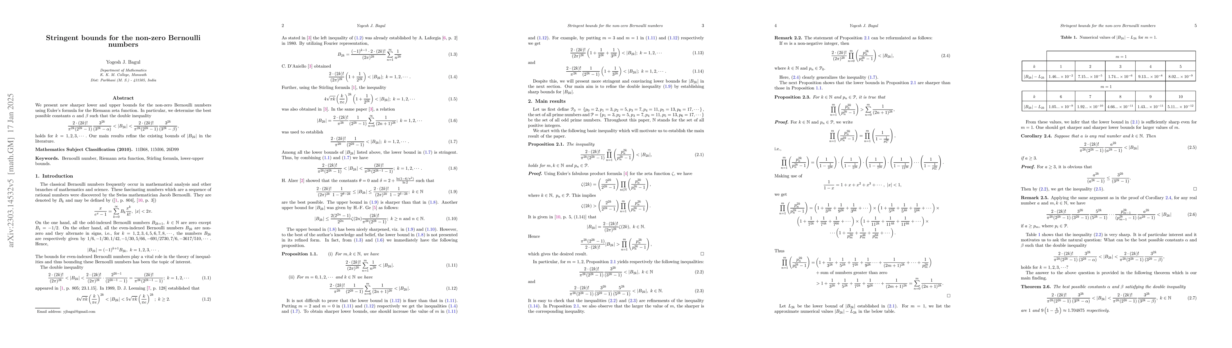 Thumbnail for Stringent bounds for the non-zero Bernoulli numbers