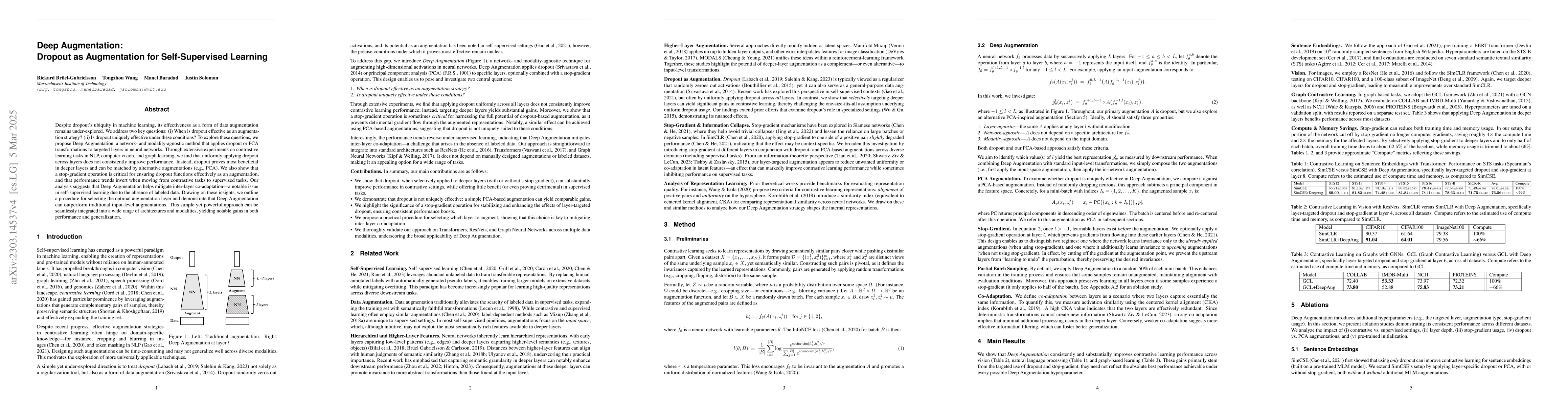 Thumbnail for Deep Augmentation: Self-Supervised Learning with Transformations in
  Activation Space