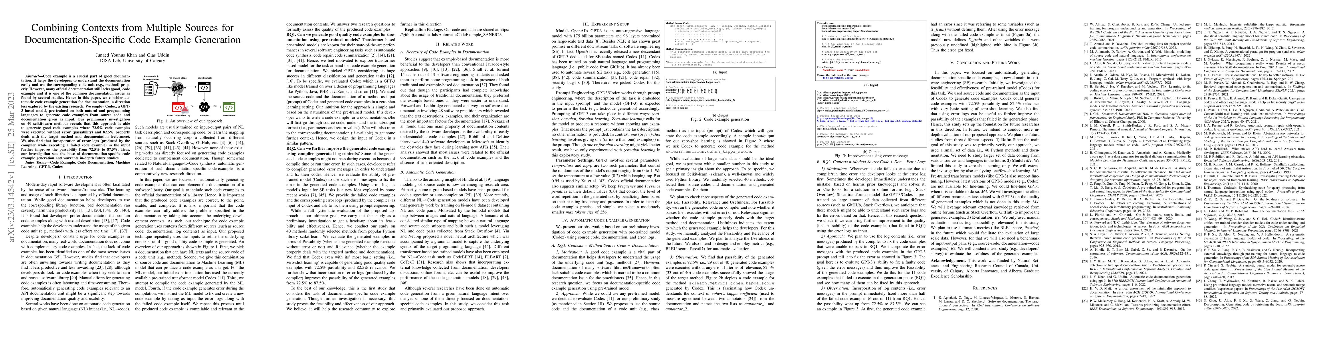Thumbnail for Combining Contexts from Multiple Sources for Documentation-Specific Code
  Example Generation