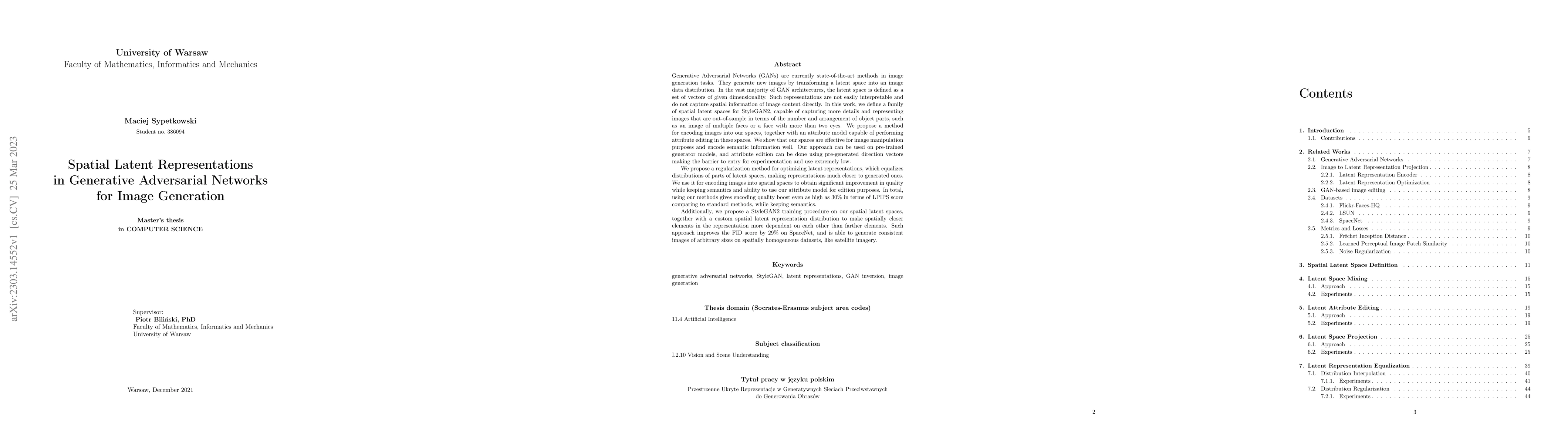 Thumbnail for Spatial Latent Representations in Generative Adversarial Networks for
  Image Generation