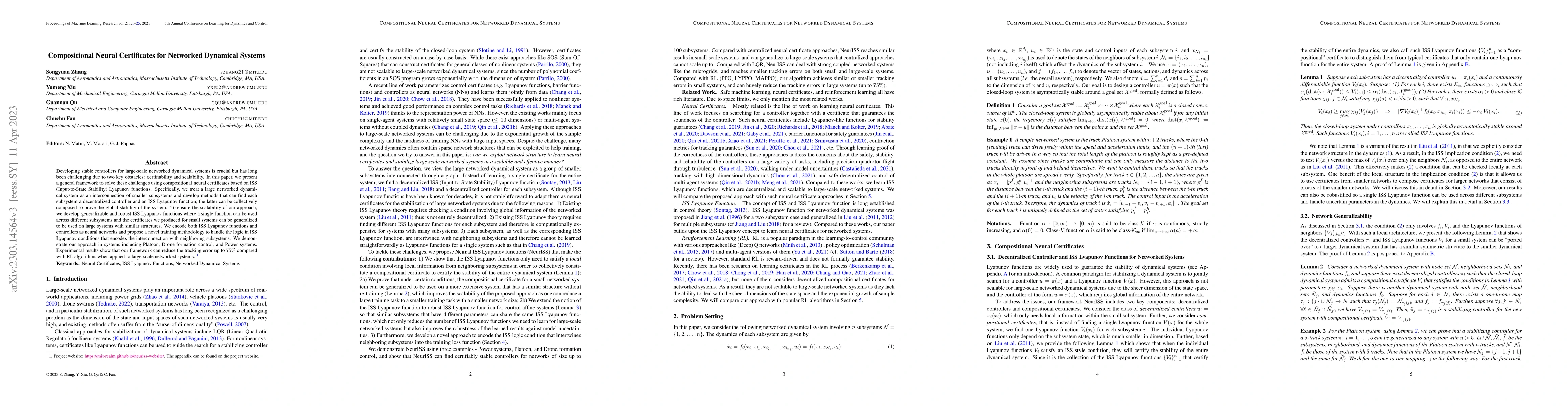 Thumbnail for Compositional Neural Certificates for Networked Dynamical Systems