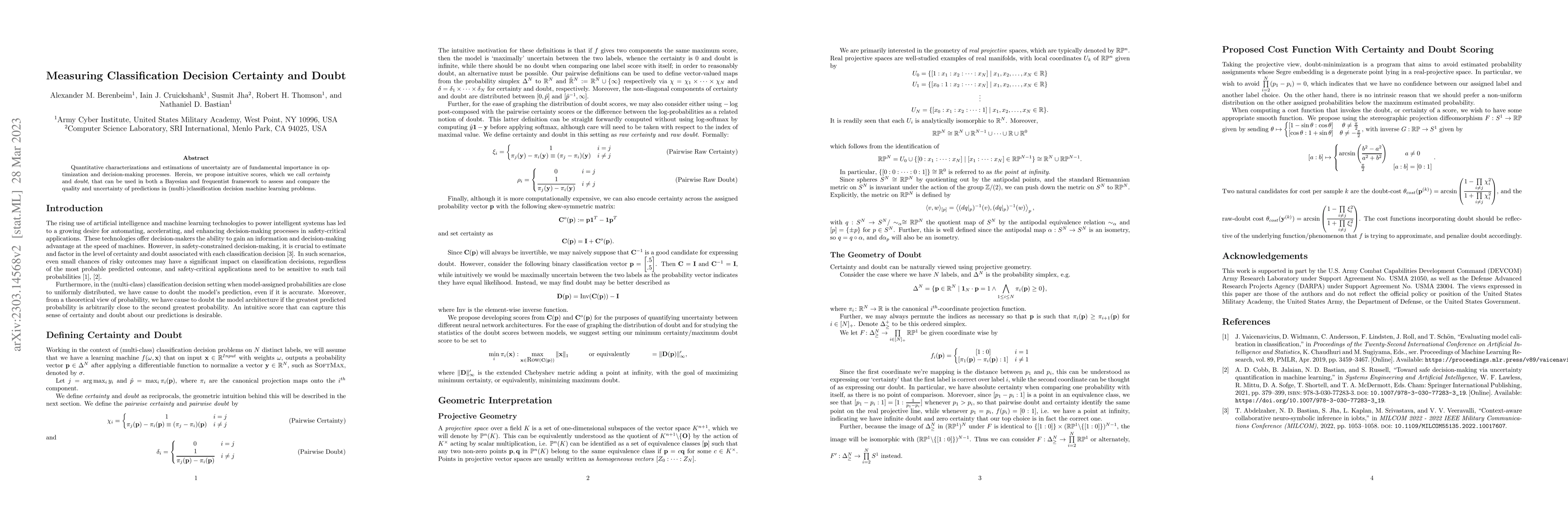 Thumbnail for Measuring Classification Decision Certainty and Doubt