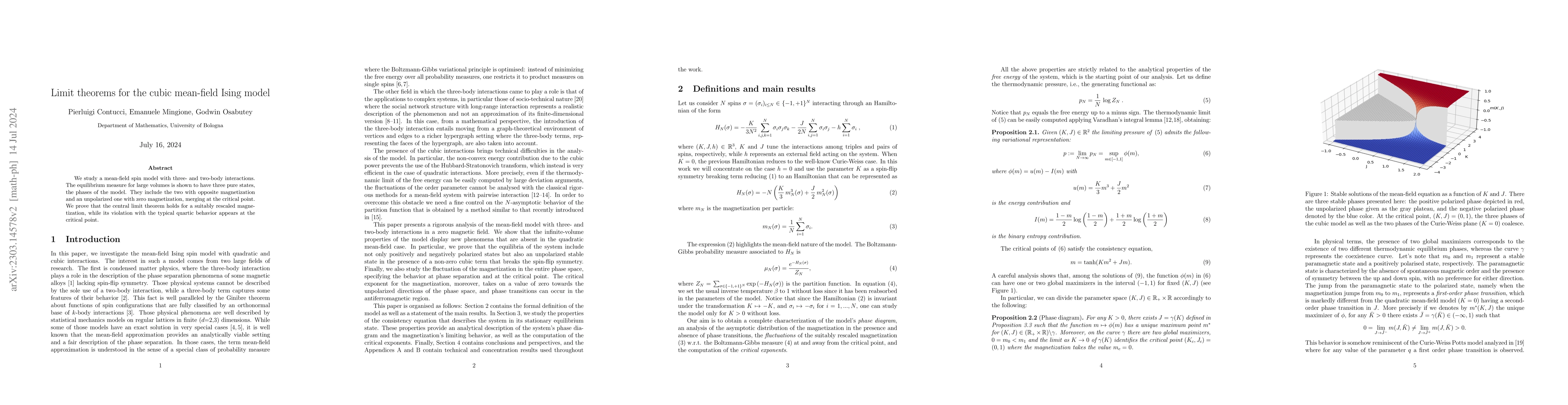 Thumbnail for Limit theorems for the cubic mean-field Ising model