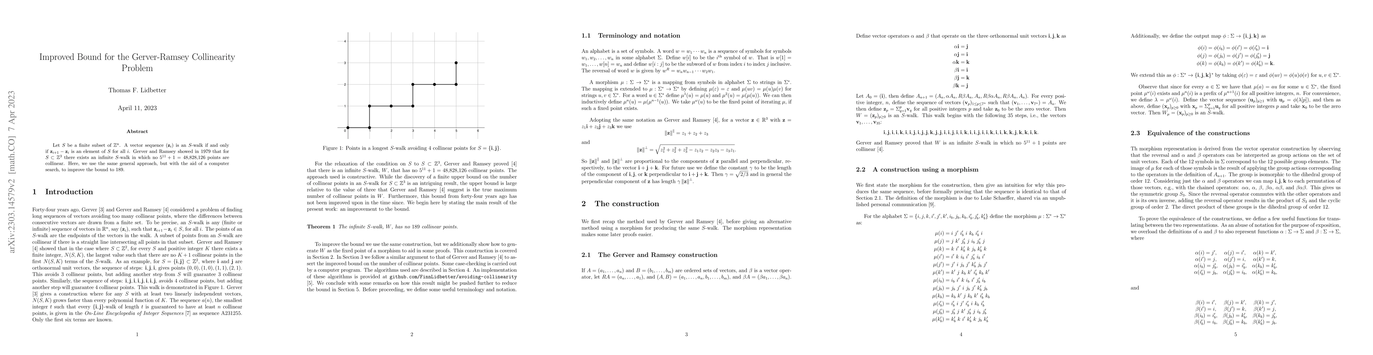 Thumbnail for Improved Bound for the Gerver-Ramsey Collinearity Problem