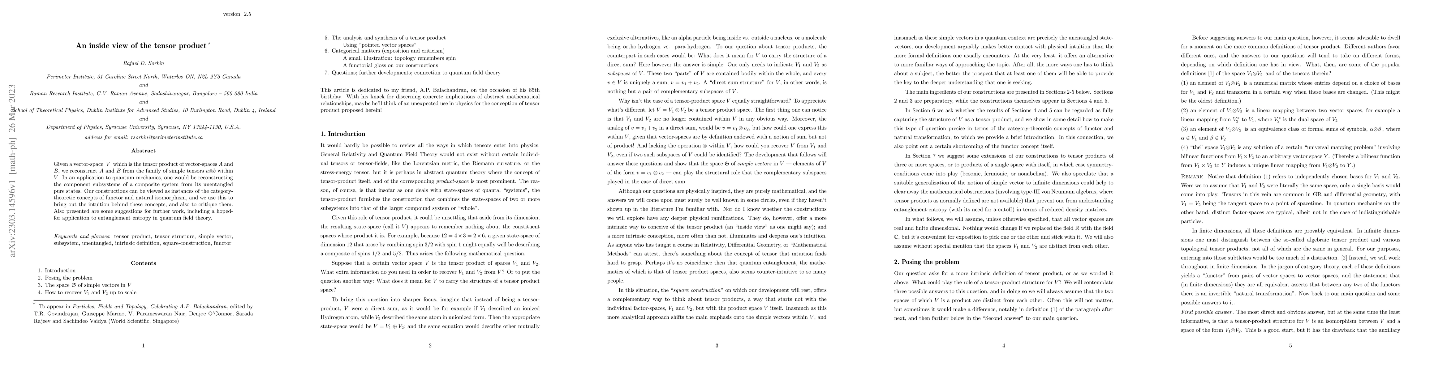 Thumbnail for An inside view of the tensor product
