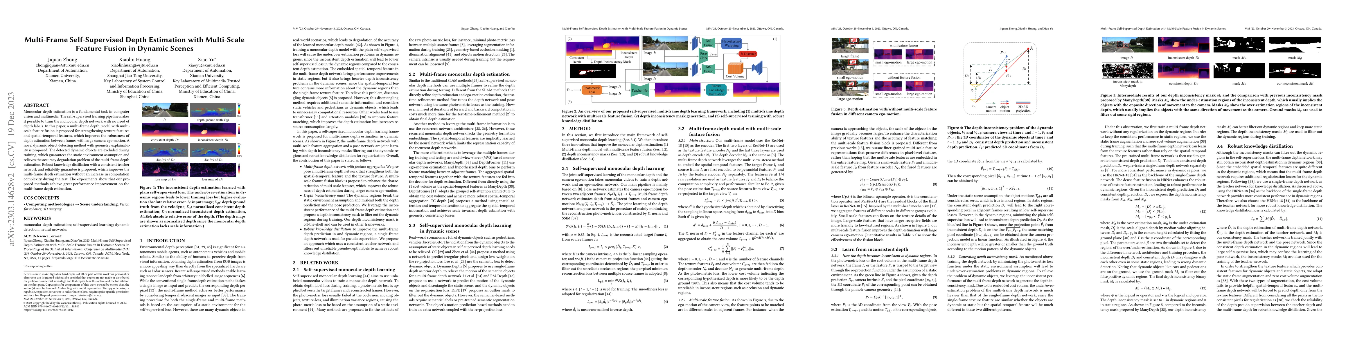 Thumbnail for Multi-Frame Self-Supervised Depth Estimation with Multi-Scale Feature
  Fusion in Dynamic Scenes