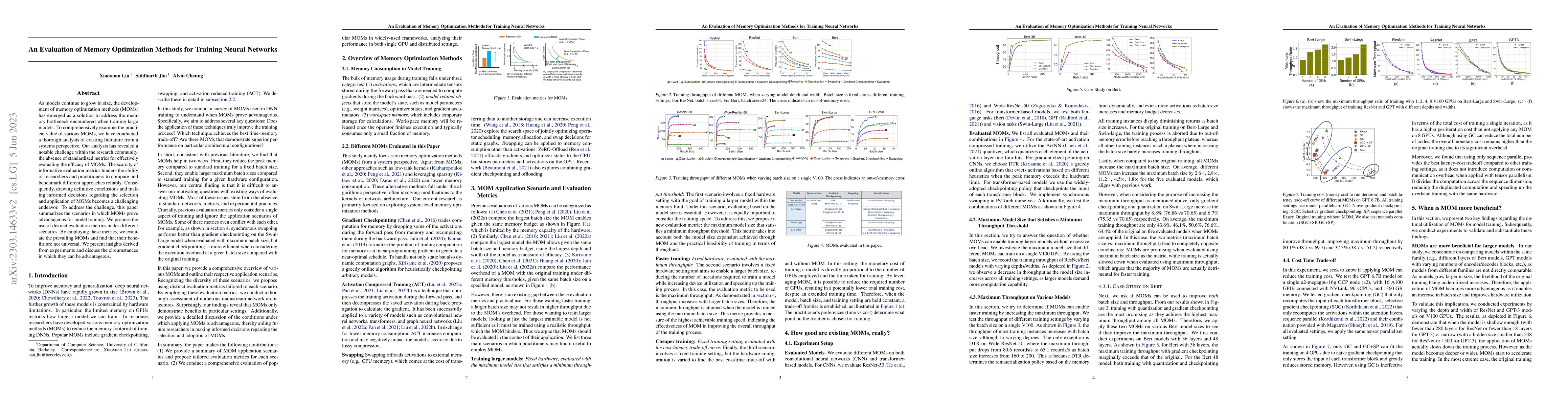 Thumbnail for An Evaluation of Memory Optimization Methods for Training Neural
  Networks