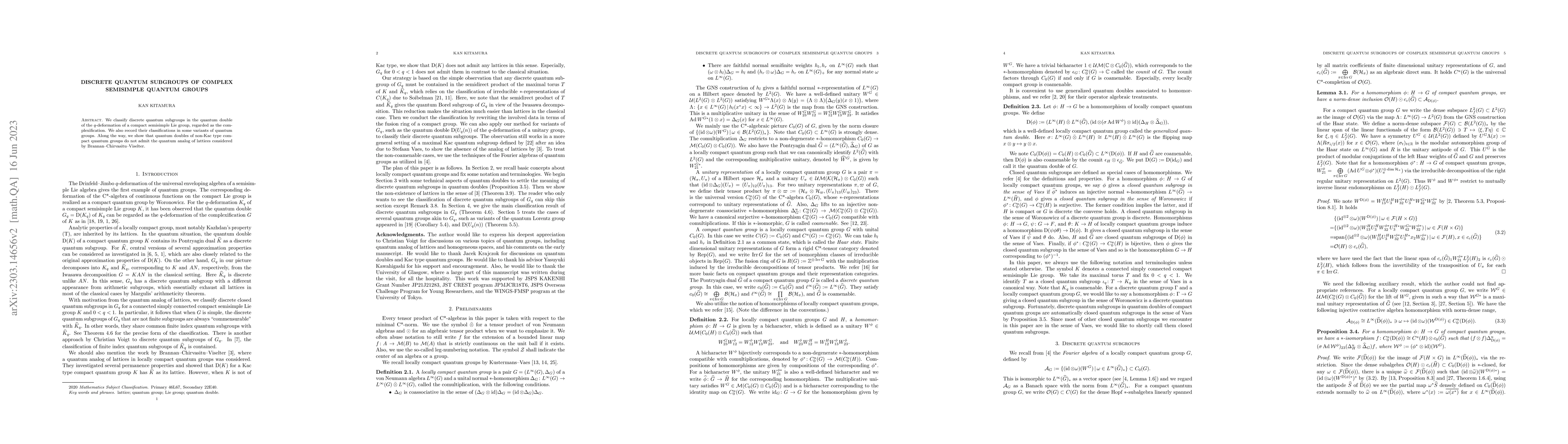 Thumbnail for Discrete quantum subgroups of complex semisimple quantum groups