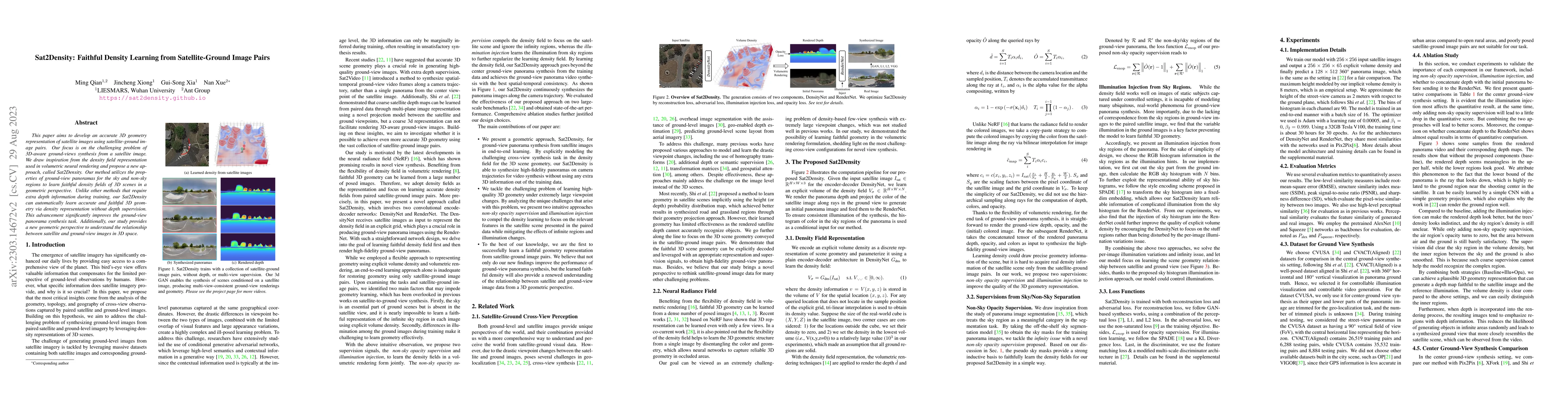 Thumbnail for Sat2Density: Faithful Density Learning from Satellite-Ground Image Pairs