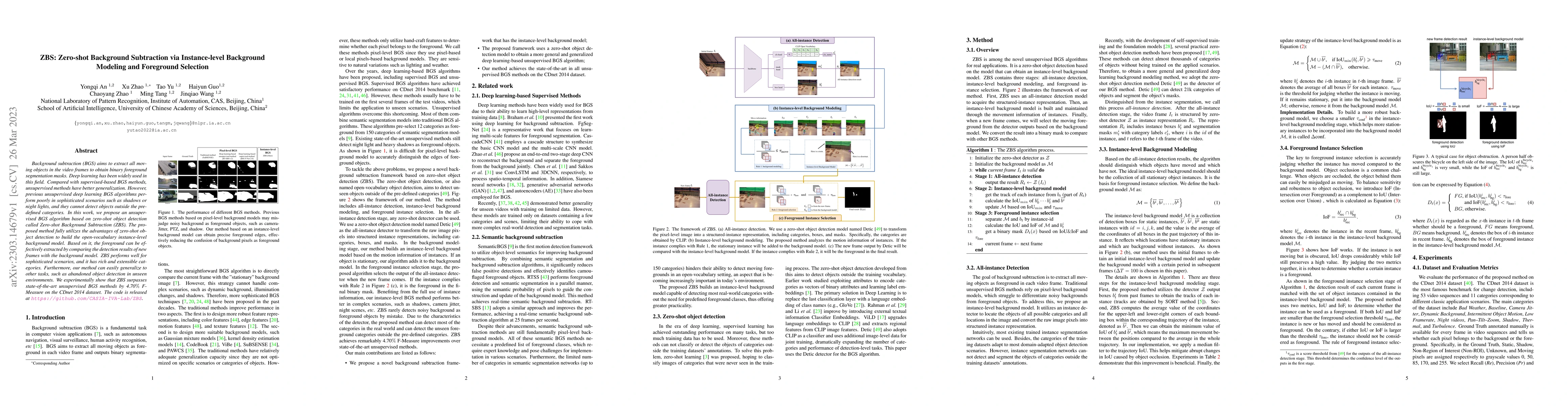 Thumbnail for ZBS: Zero-shot Background Subtraction via Instance-level Background
  Modeling and Foreground Selection