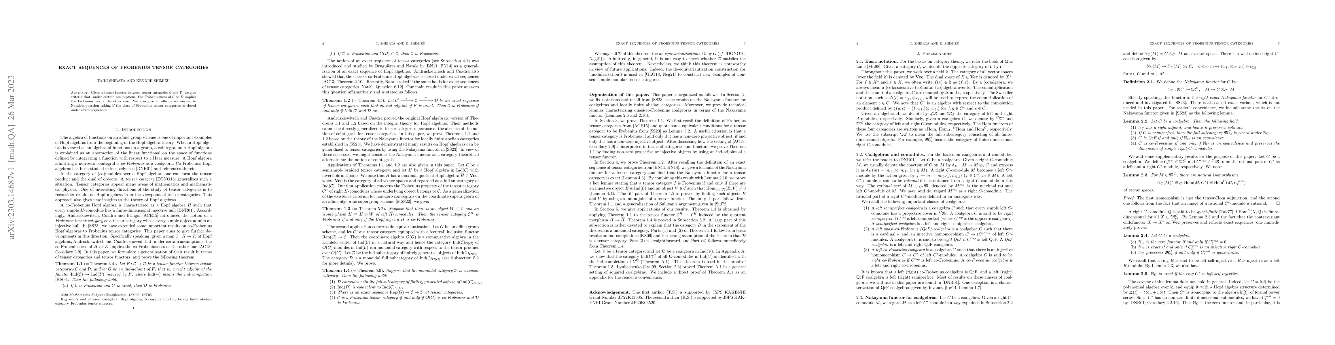 Thumbnail for Exact sequences of Frobenius tensor categories