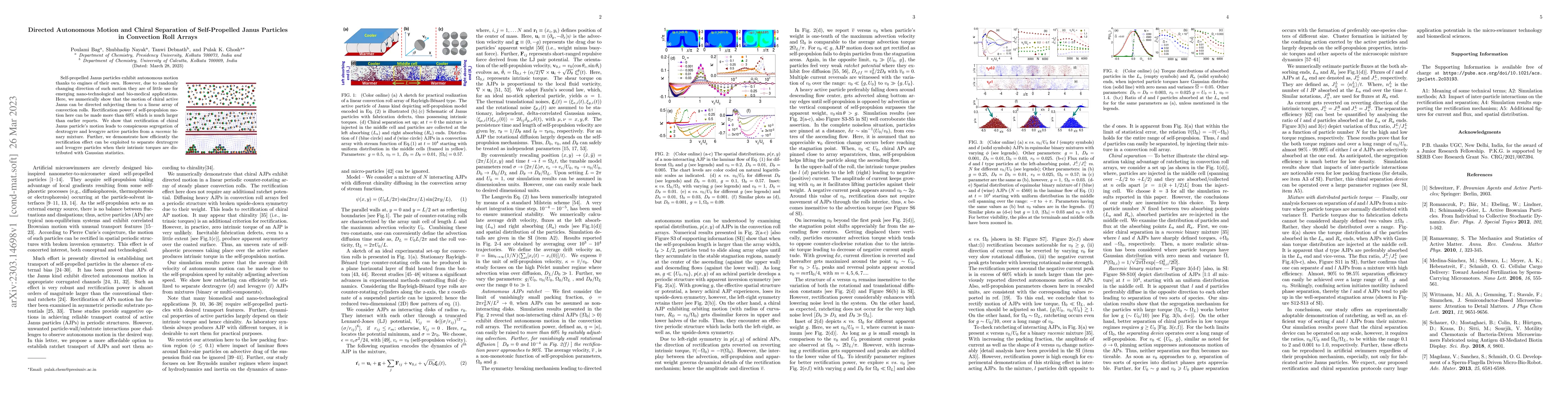 Thumbnail for Directed Autonomous Motion and Chiral Separation of Self-Propelled Janus
  Particles in Convection Roll Arrays
