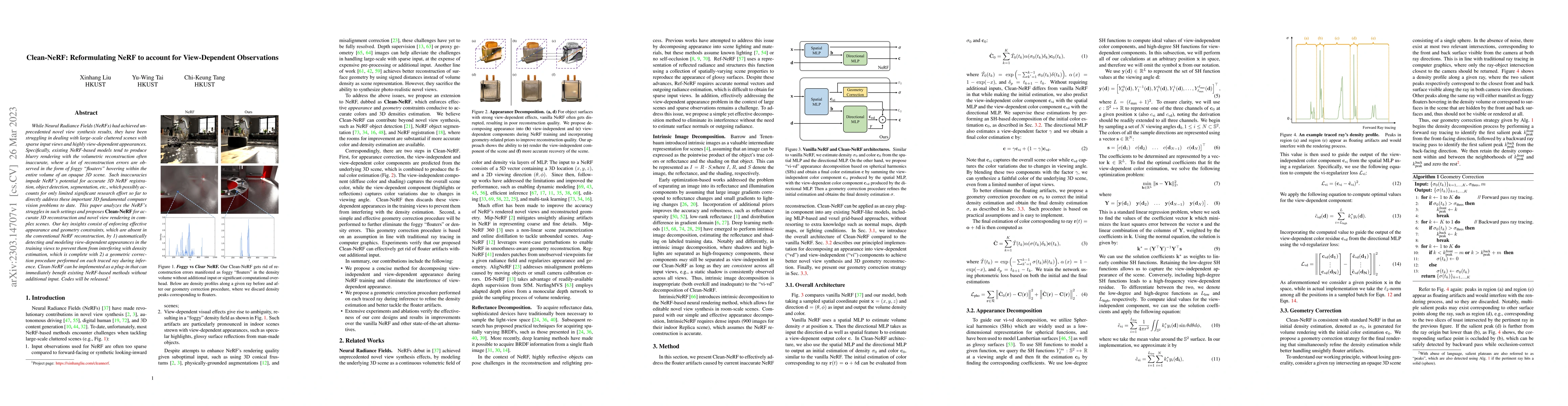 Thumbnail for Clean-NeRF: Reformulating NeRF to account for View-Dependent
  Observations