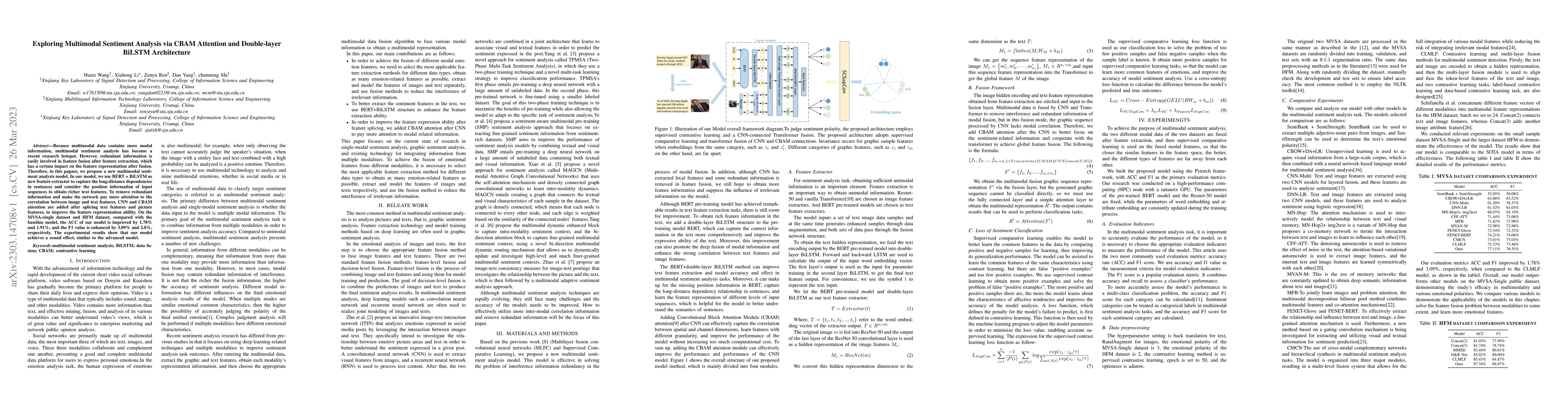 Thumbnail for Exploring Multimodal Sentiment Analysis via CBAM Attention and
  Double-layer BiLSTM Architecture