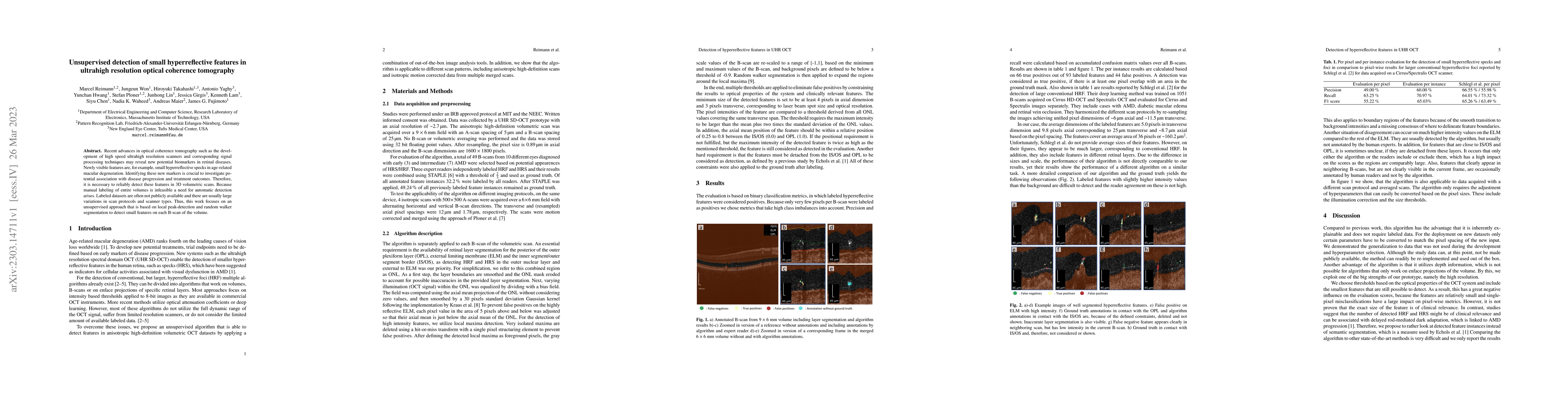 Thumbnail for Unsupervised detection of small hyperreflective features in ultrahigh
  resolution optical coherence tomography