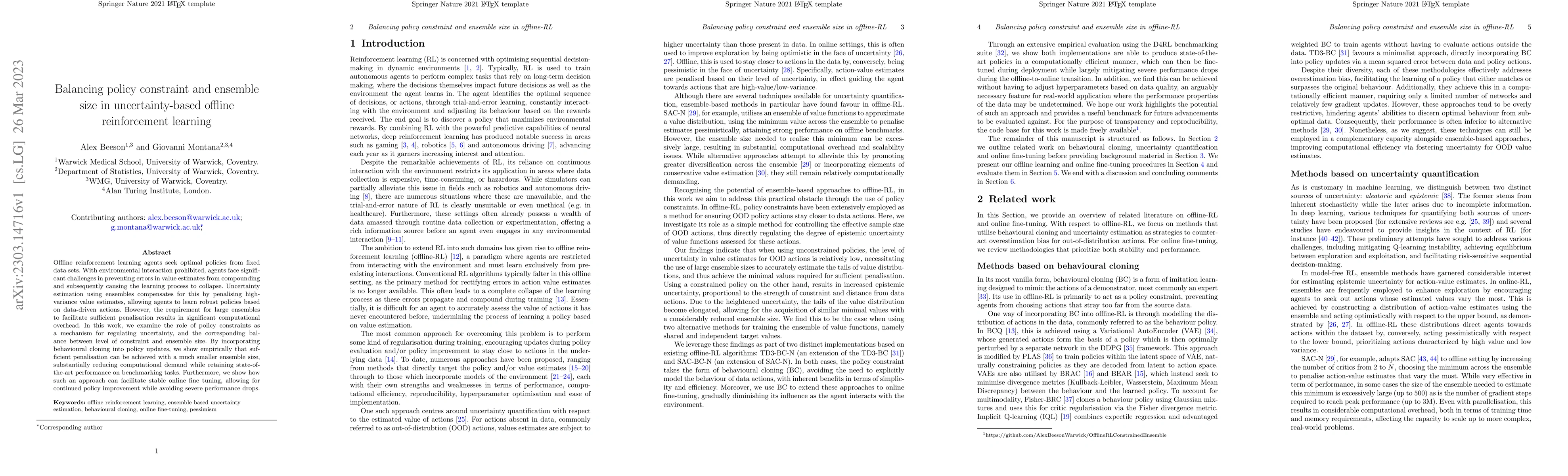 Thumbnail for Balancing policy constraint and ensemble size in uncertainty-based
  offline reinforcement learning