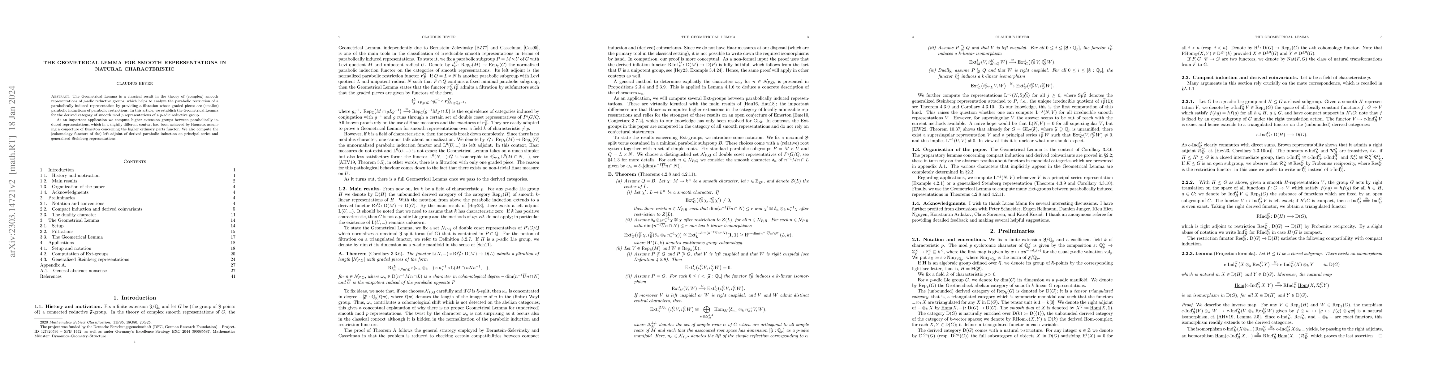 Thumbnail for The Geometrical Lemma for Smooth Representations in Natural
  Characteristic
