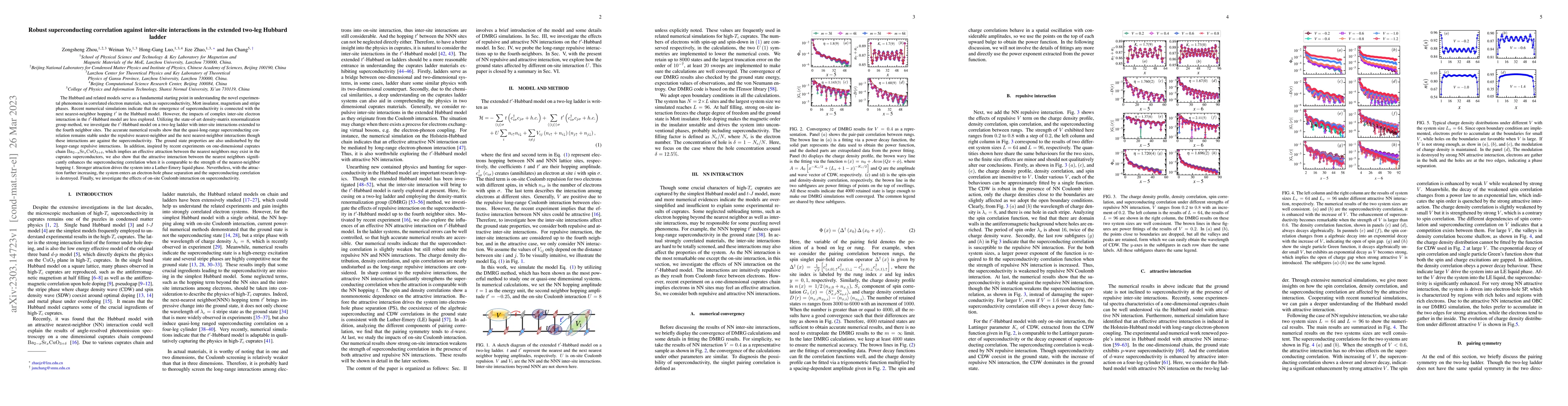 Thumbnail for Robust superconducting correlation against inter-site interactions in
  the extended two-leg Hubbard ladder