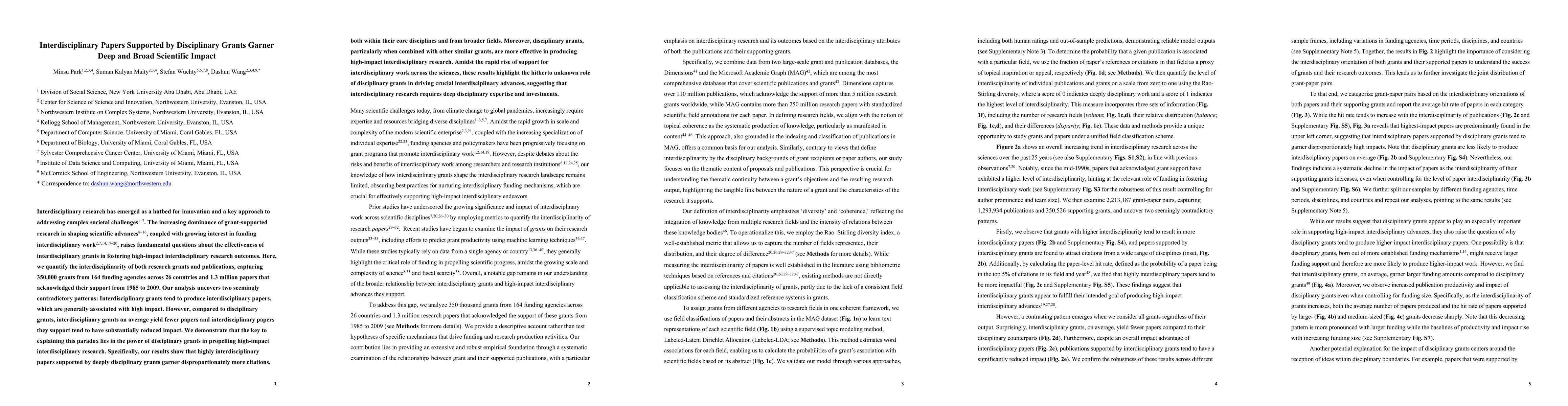 Thumbnail for Interdisciplinary Papers Supported by Disciplinary Grants Garner Deep
  and Broad Scientific Impact