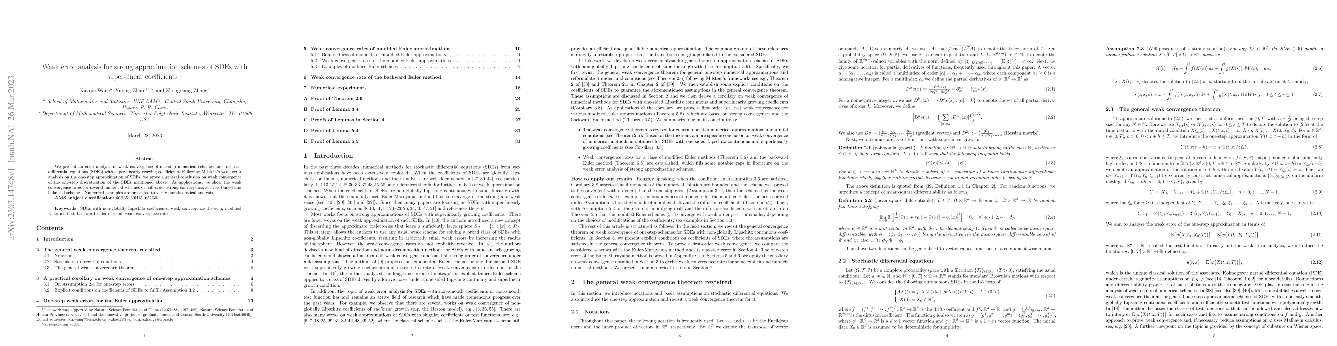Thumbnail for Weak error analysis for strong approximation schemes of SDEs with
  super-linear coefficients