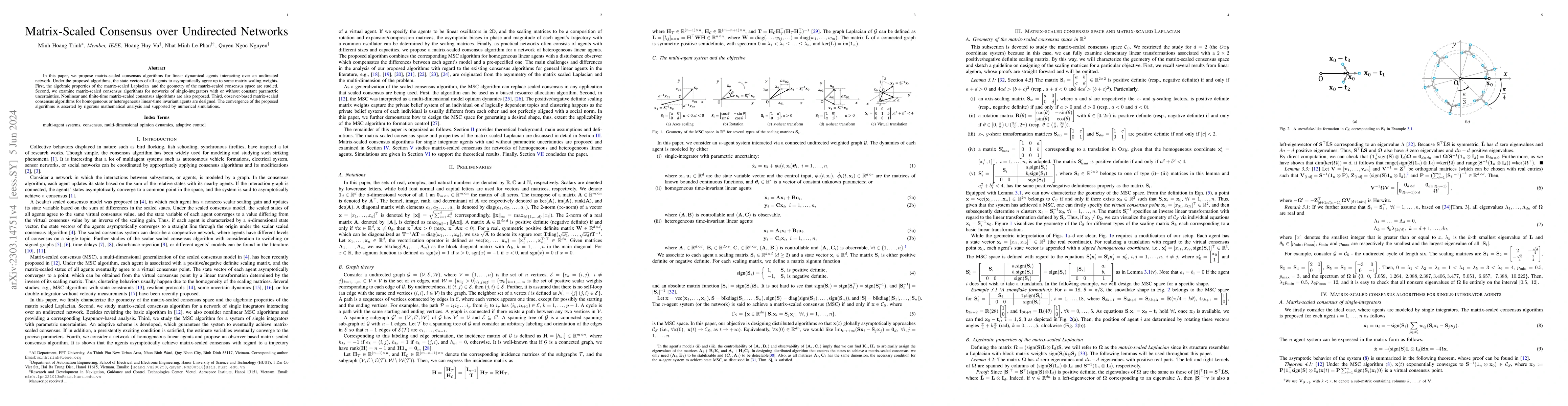Thumbnail for Matrix-Scaled Consensus over Undirected Networks